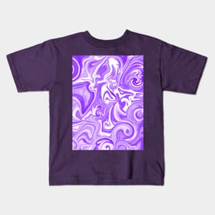 Fluid Purple and White Swirly Pattern Kids T-Shirt